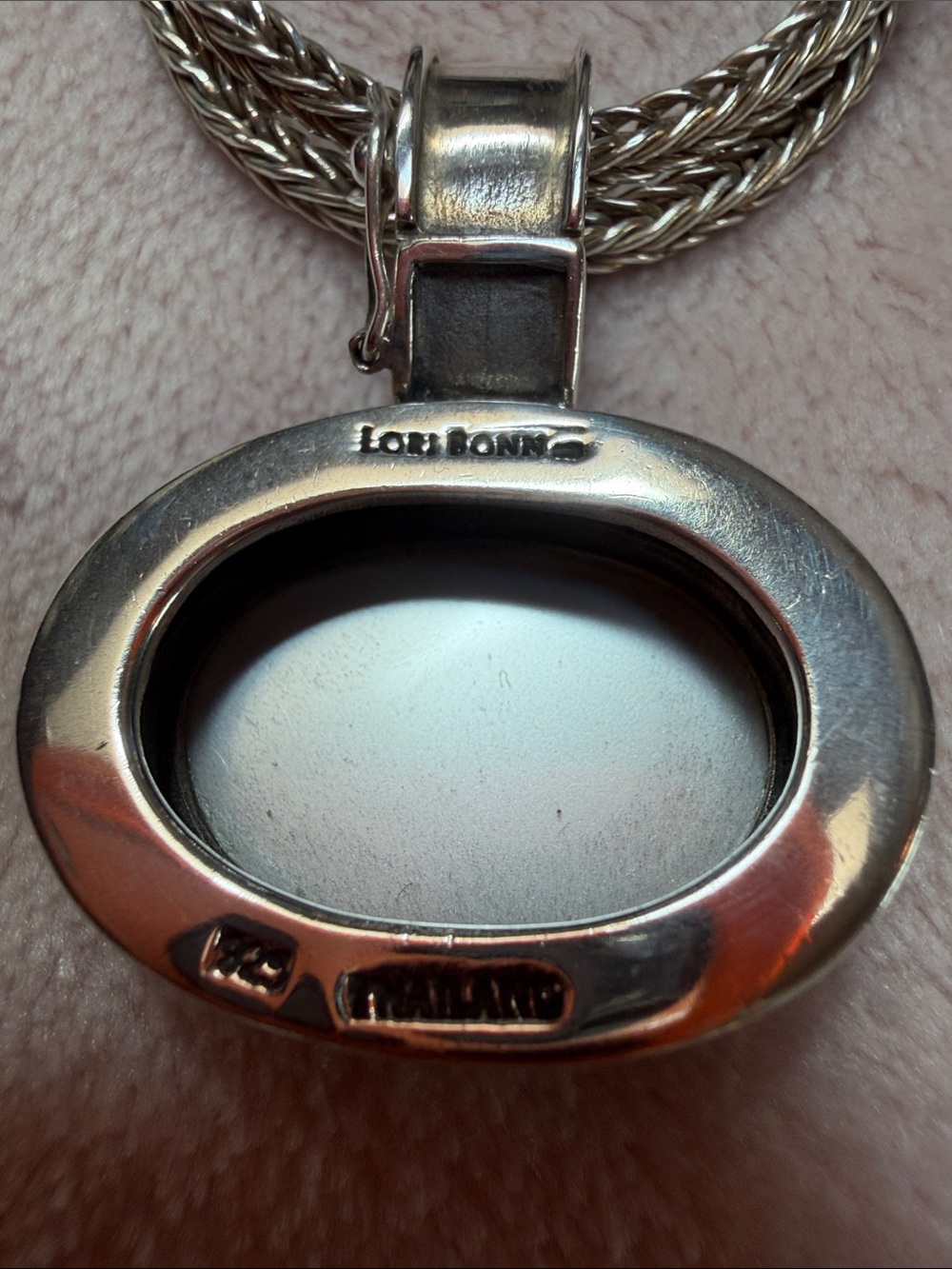 LORI BONN Sterling Silver Mother-of-Pearl Oval Pendant Double Strand Necklace - Picture 7 of 15